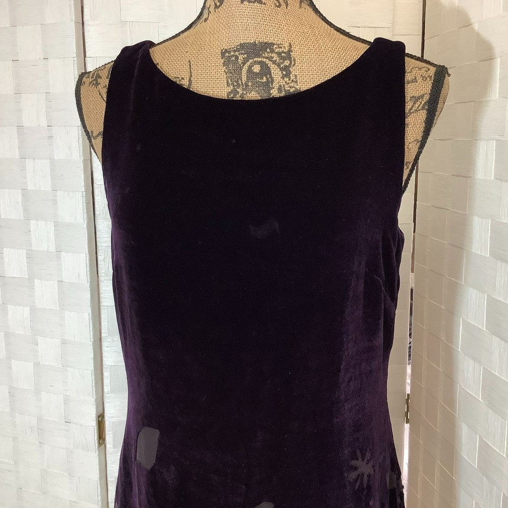 Liz claiborne night plum purple floral velvet dress size 8 - Picture 13 of 13